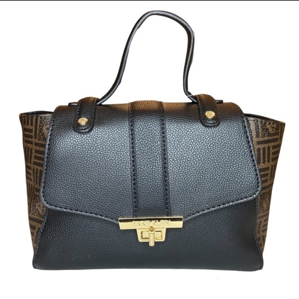 Anne Klein Logo Midi Satchel Black